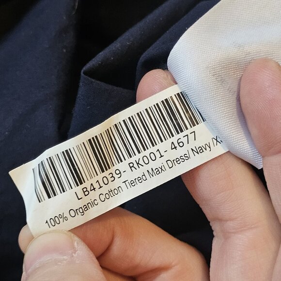 Quince Poplin Tiered Maxi Dress Navy Blue Organic Cotton Pockets Sz XS Smocked - Picture 11 of 11